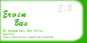 ervin bus business card