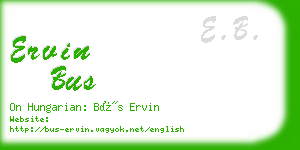 ervin bus business card